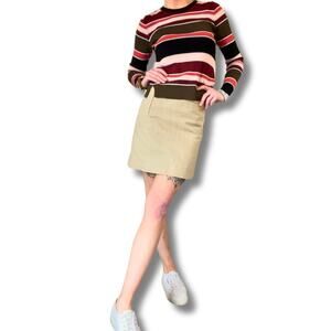 The Limited Khaki Stretch Mini Skirt Size 0 Beige Cotton Blend Lined Y2K Preppy